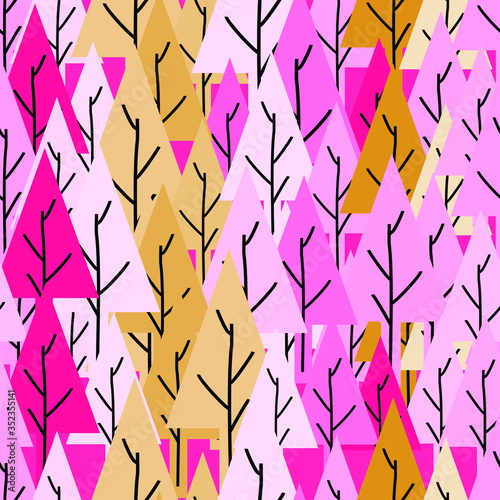 Cute Cartoon Pink Pine Patterns Seamless