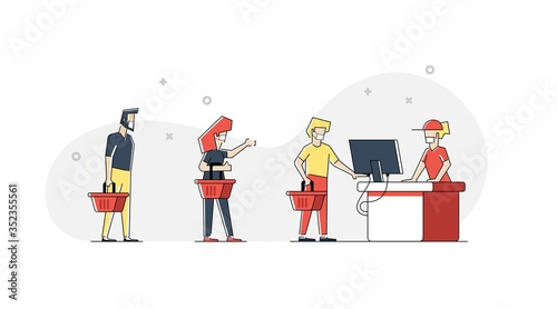 Social distancing advice - flat design style illustration