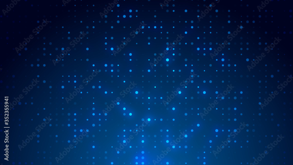 Dot  white blue pattern screen led light gradient texture background. Abstract  technology big data digital background. 3d rendering.