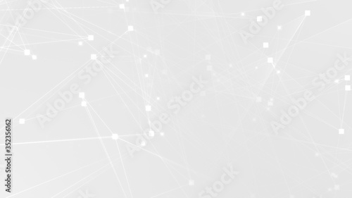 Abstract white gray polygon tech network with connect technology background. Abstract dots and lines texture background. 3d rendering. © Papapig