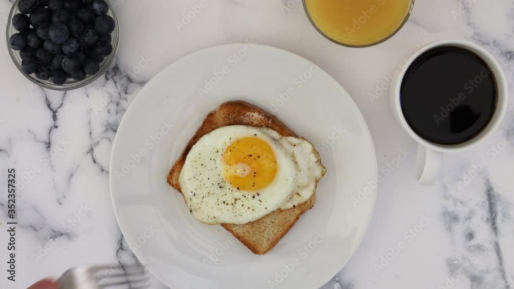 Eating a Fried Egg with Toast Eating a Fried Egg with Toast