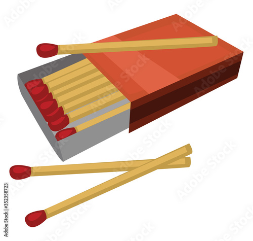 Pack of matches , illustration, vector on white background
