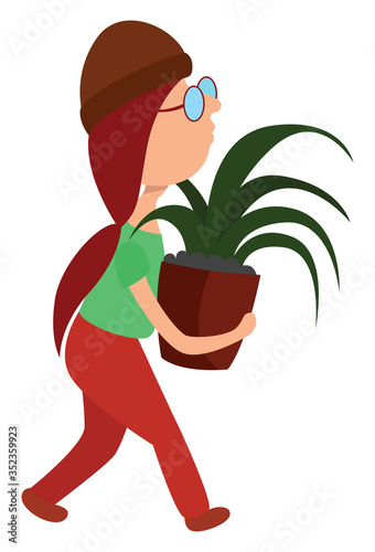 Girl botanist , illustration, vector on white background