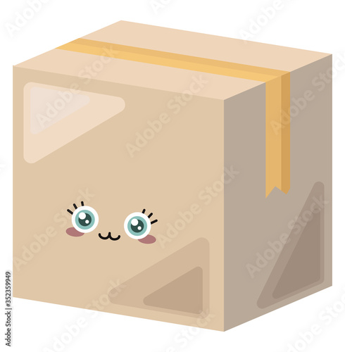 Cute big box , illustration, vector on white background