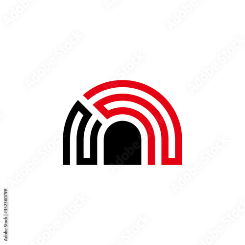 abstract letter n stripes door gate lines geometric design logo vector