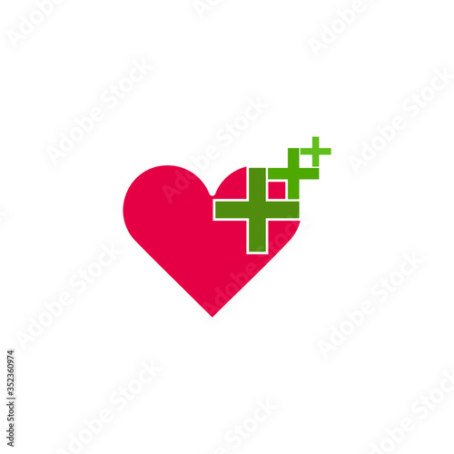 love healthy plus medical motion process symbol logo vector