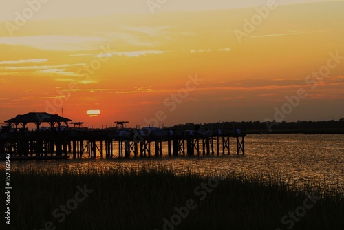 sunset over the river