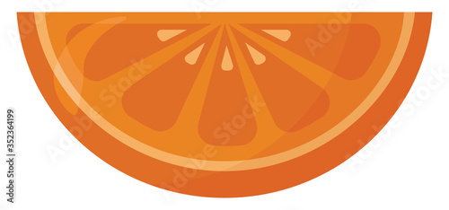 Slice of orange , illustration, vector on white background