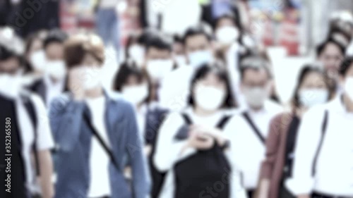 Wallpaper Mural マスク　通勤　東京　スーパースロー　8倍速 240fps アウトフォーカス　2020年5月　カラグレ Torontodigital.ca