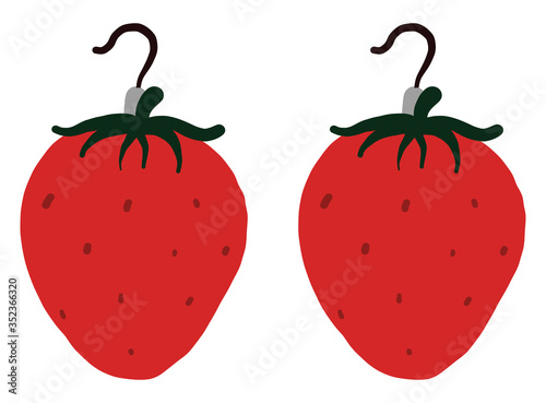 Strawberry earrings , illustration, vector on white background