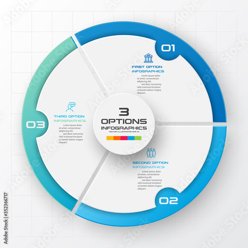 Circle chart infographic template with 3 options,Vector illustration.

