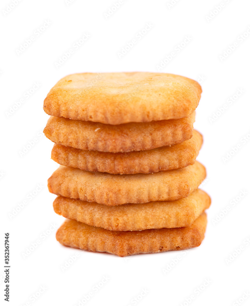 Cracker isolated on white background. Dry cracker cookies isolated. Salty snacks isolated. Cracker isolated on white background. Dry cracker cookies isolated. Salty snacks isolated.