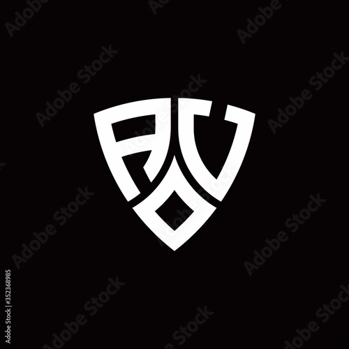 Free Download AU monogram logo with modern shield style design template - GFXLoad