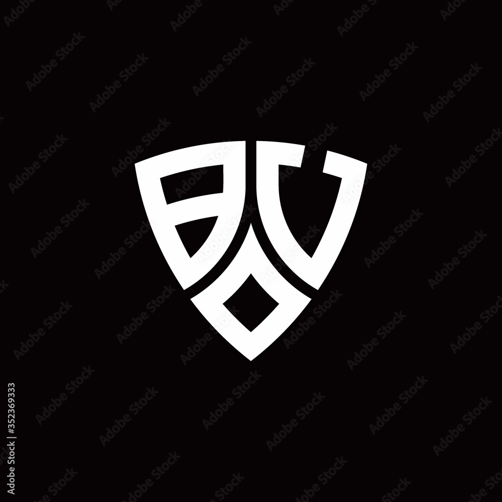 BU monogram logo with modern shield style design template BU monogram logo with modern shield style design template