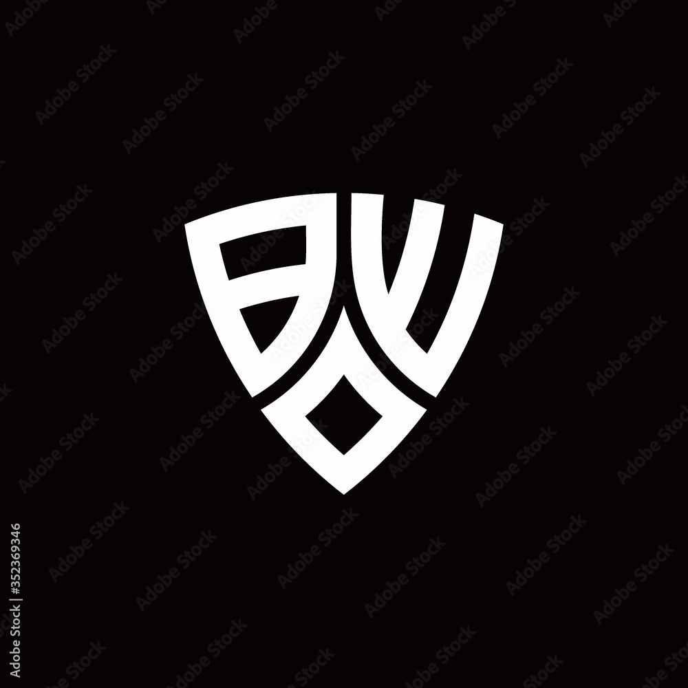 BW monogram logo with modern shield style design template BW monogram logo with modern shield style design template