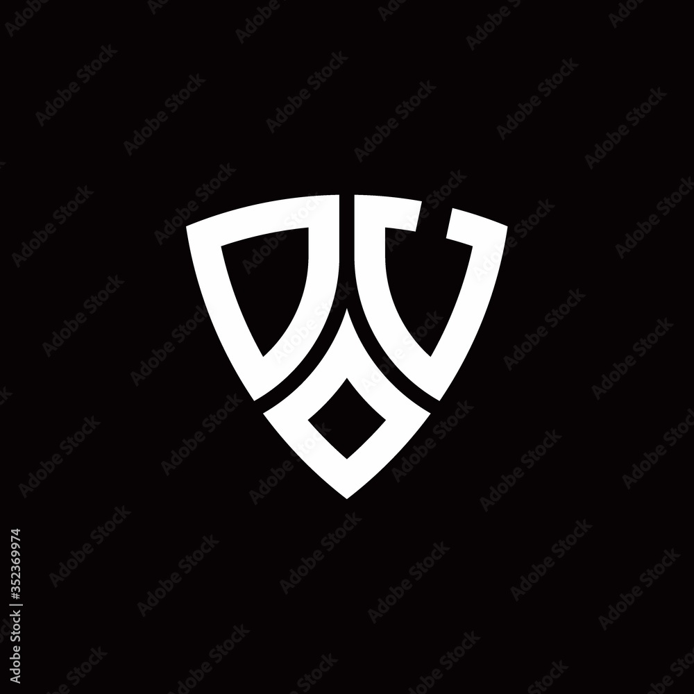DU monogram logo with modern shield style design template DU monogram logo with modern shield style design template