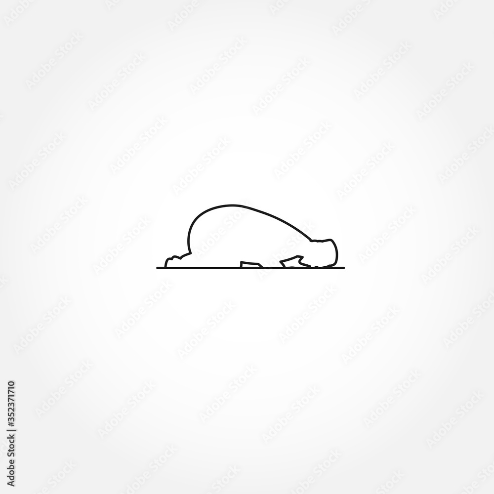 Muslim man prays. namaz line icon. namaz isolated line icon Muslim man prays. namaz line icon. namaz isolated line icon