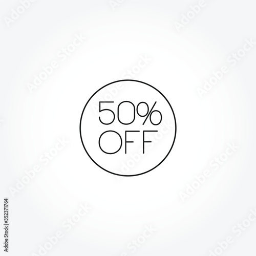 discounts 50% off sale line icon. Up to 50% off sale promotion isolated discount line icon