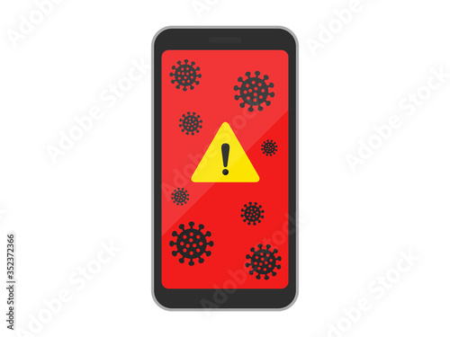 ウイルス感染したスマートフォンのイラスト