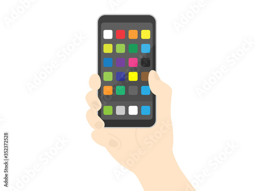 スマートフォンを持つイラスト