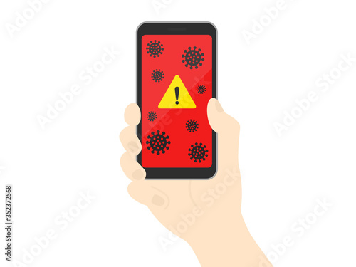 ウイルス感染したスマートフォンのイラスト