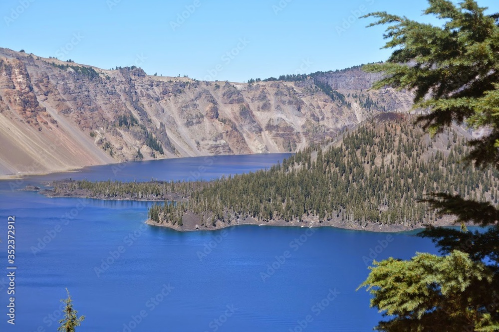 Scenic View Of Lake Against Clear Blue Sky