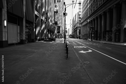 Scenic view of downtown Chicago Empty Street Scene; Clark & W. Jackson St.: Chicago Loop   photo