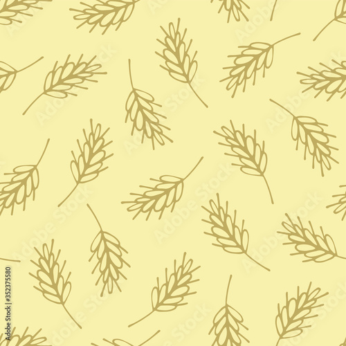 Fototapeta Naklejka Na Ścianę i Meble -  Seamless vector wheat ears pattern. Seamless pattern Brown ears of corn.spikelets wheat pattern, texture for print, textile, fabric, decoration, wrapping. bread, agricultural crops, wheat cultivation