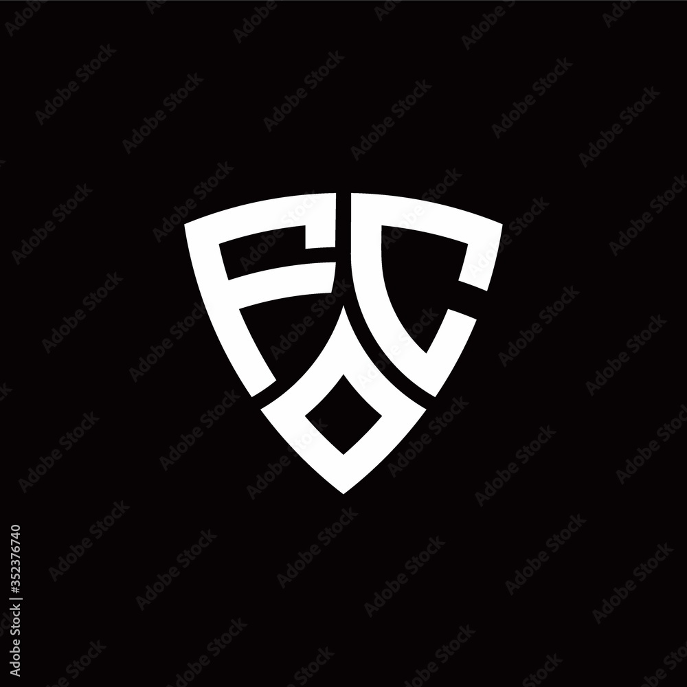 FC monogram logo with modern shield style design template FC monogram logo with modern shield style design template