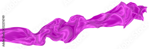 Beautiful flowing fabric of magenta wavy silk or satin. 3d rendering image.