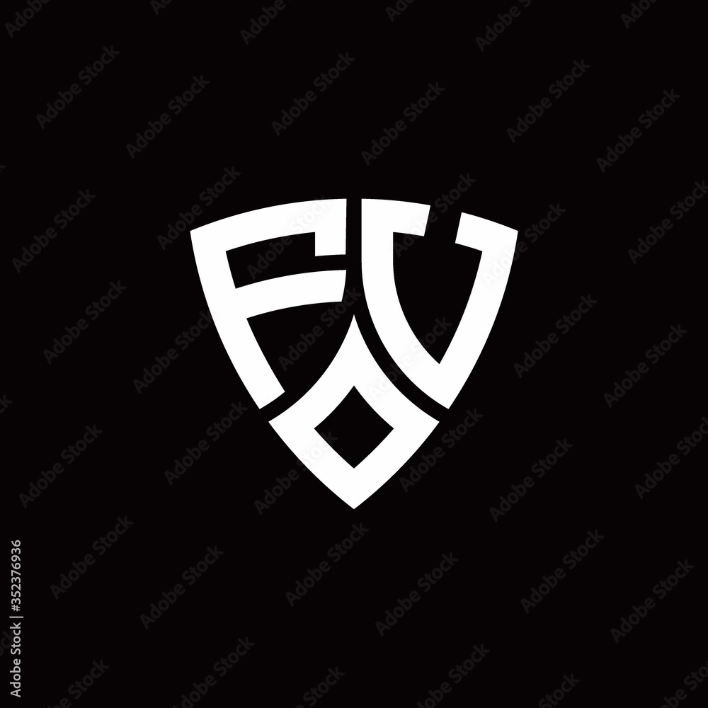 FU monogram logo with modern shield style design template FU monogram logo with modern shield style design template