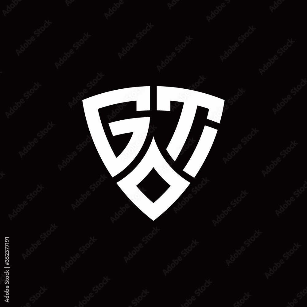 GT monogram logo with modern shield style design template GT monogram logo with modern shield style design template