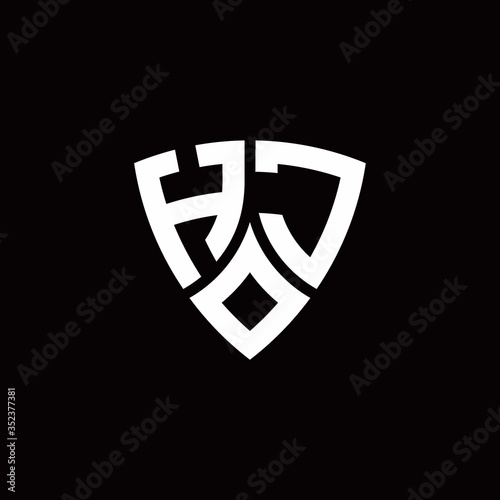 Free Download HJ monogram logo with modern shield style design template - GFXLoad
