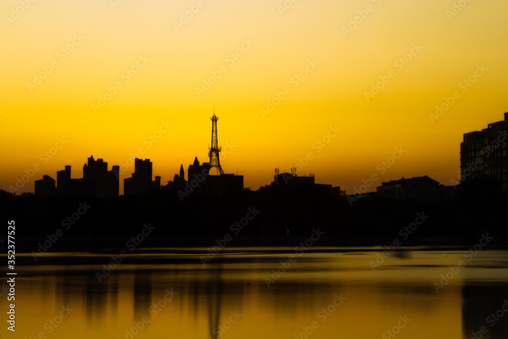 City Skyline and sunset in Cangzhou city in China ‎31-08- ‎2019