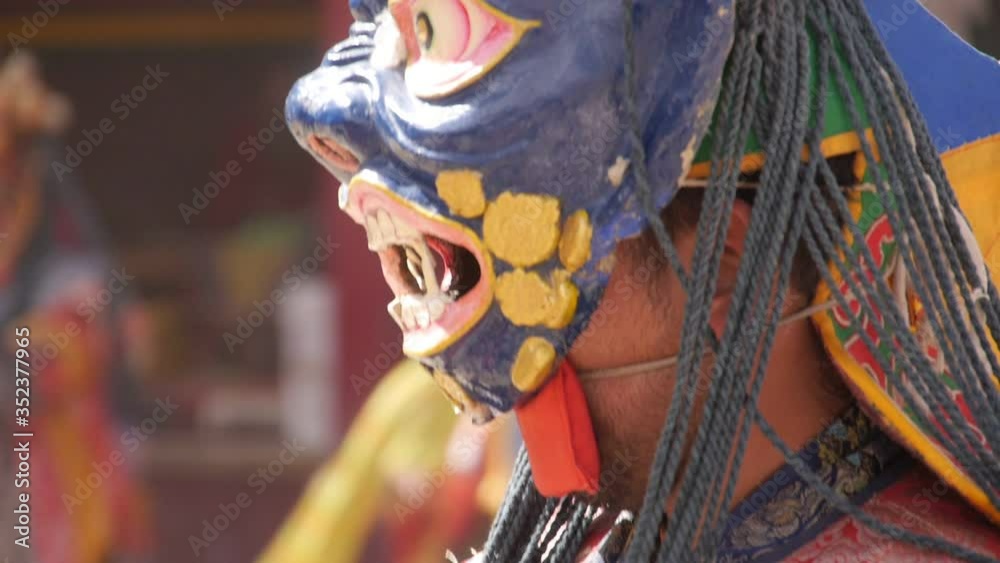 LADAKH,INDIA-19/06/2018: Yuru Kabgyat Festival in Ladakh,  dancing of Tibetan lamas