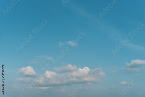 Copy space summer blue sky and white cloud background.
