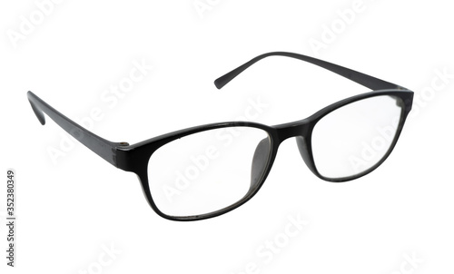 Black eyeglass isolate on white background with clipping path.
