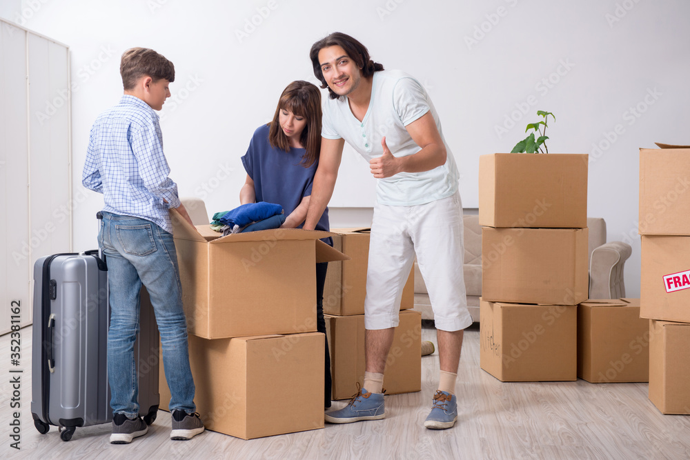 Young family moving to new flat Young family moving to new flat