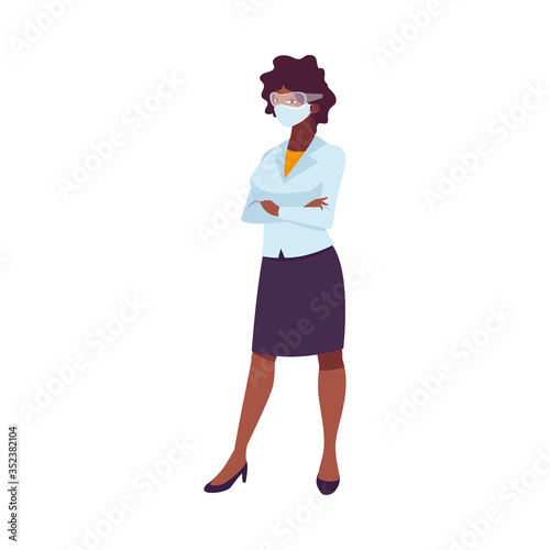 industrial worker woman wearing face mask