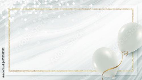 White balloons frame on white and gray background design vector