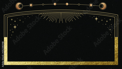 Mystical golden frame on black background