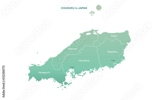 chugoku map. japan region v...