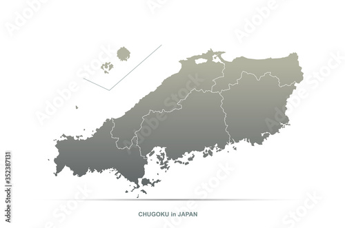 chugoku map. japan region v...
