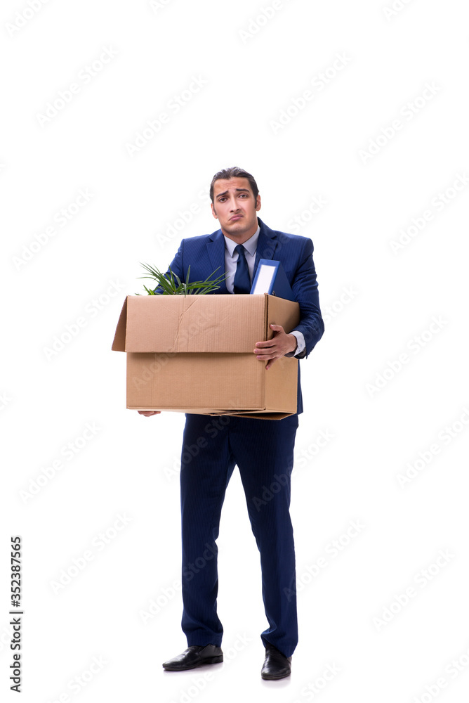 Young male businessman employee isolated on white Young male businessman employee isolated on white