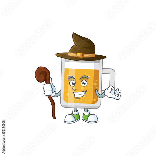 sneaky and tricky Witch glass of beer cartoon drawing concept