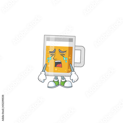 A crying glass of beer cartoon character drawing concept
