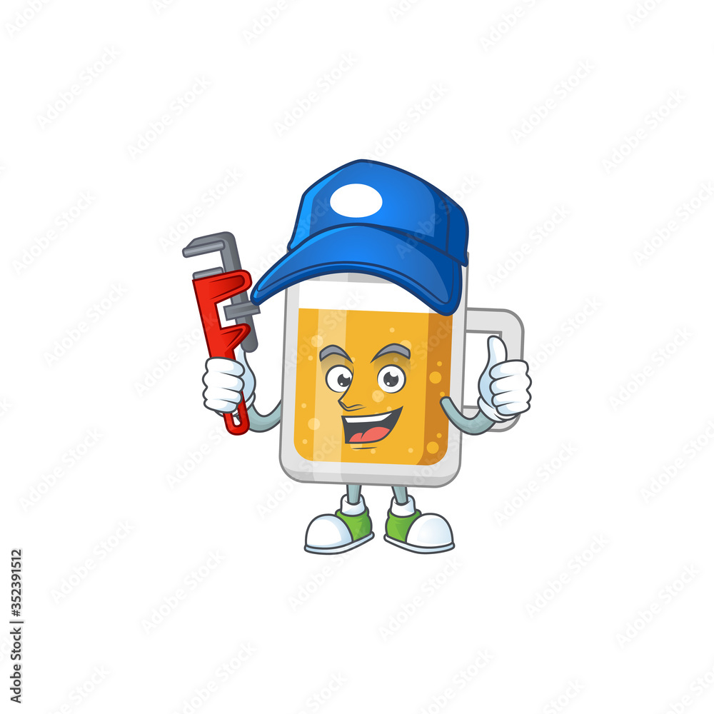 Glass of beer Cartoon drawing concept work as smart Plumber Glass of beer Cartoon drawing concept work as smart Plumber