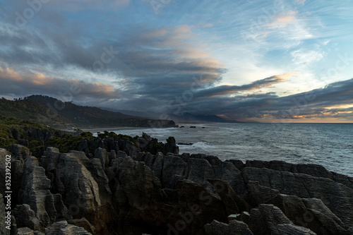 Dramatic coastal sunset New Zealand