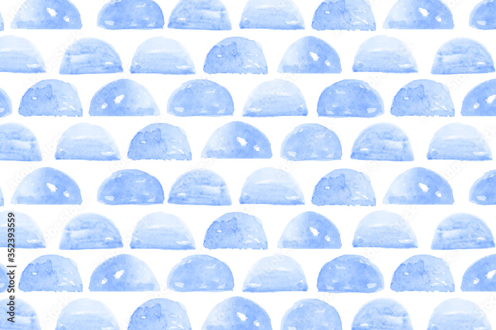 Fototapeta premium Indigo blue watercolor semicircle seamless patterned background vector