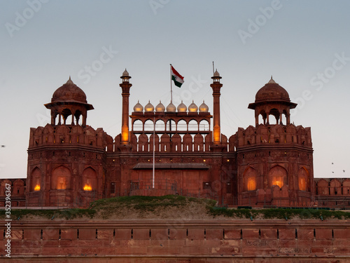view of red fort's lahori gate at dusk